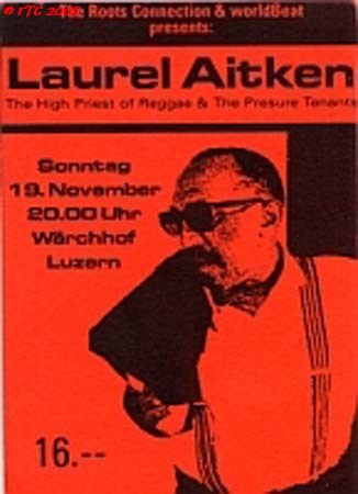 Laurel Aitken flyer from his visit in Lucerne 1995