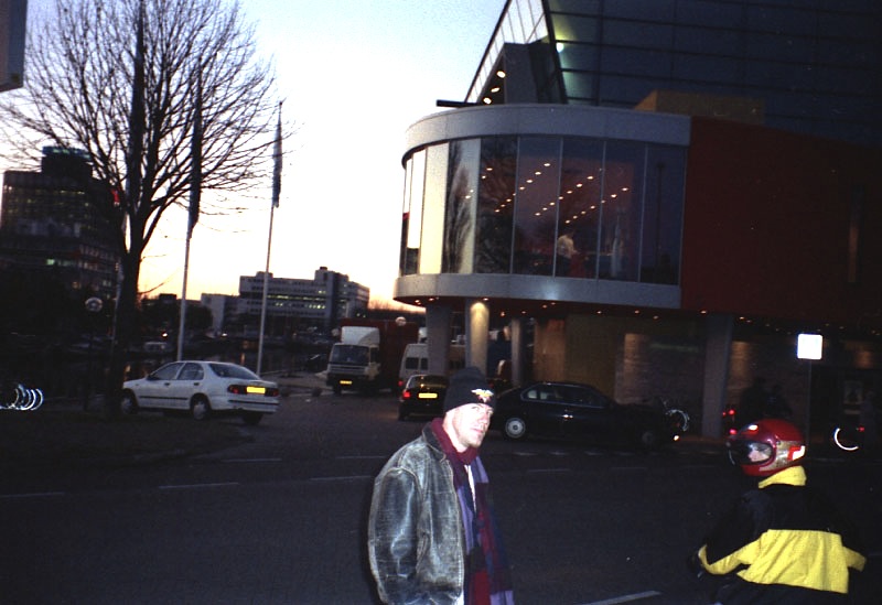 Bill Smith in front of Harmonie, Leeuwarden, Netherlands 1996