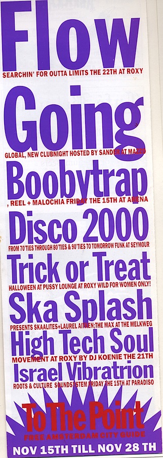 Flyer at Melkweg, Amsterdam, Netherlands 1996