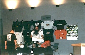 Barney at the merchandise, at Harmonie, Leeuwarden, Netherlands 1996