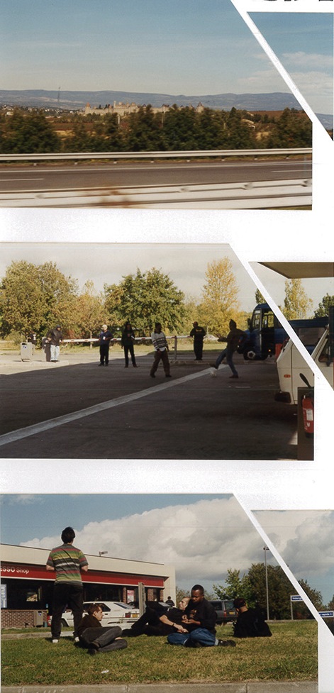 Highway stop and enjoying to step around on the way to Bordeaux 1996