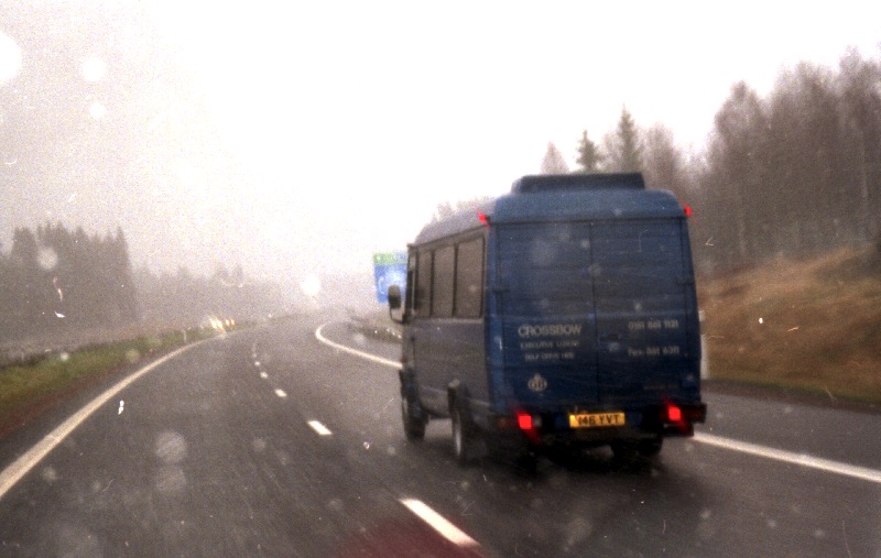 The blue van again across Sweden while it's snowing 1996