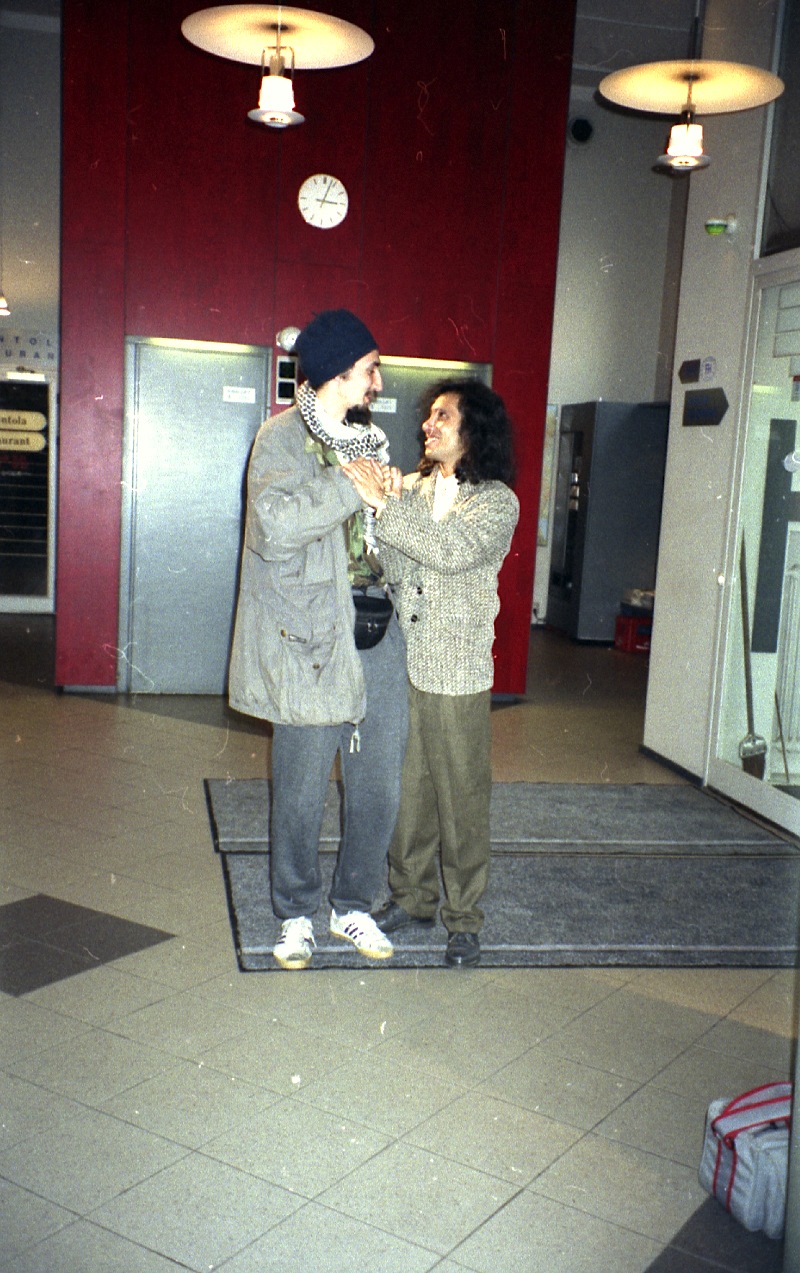 Ram and Ras Claude in the hotel lobby, Helsinki, Finland 1996