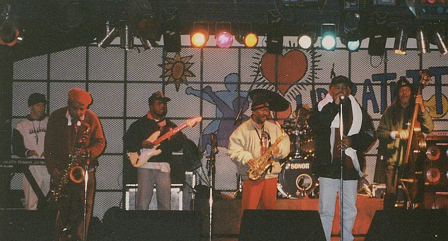 Laurel Aitken & The Skatalites at soundcheck, Libre Tutti, Aosta 1996