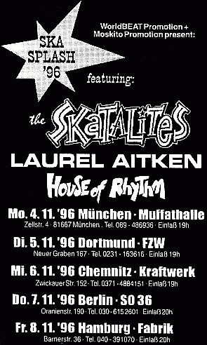 Flyer for the German shows Skasplash 1996