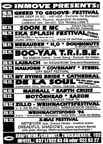 Flyer Skasplash 1996, Kraftwerk Chemnitz