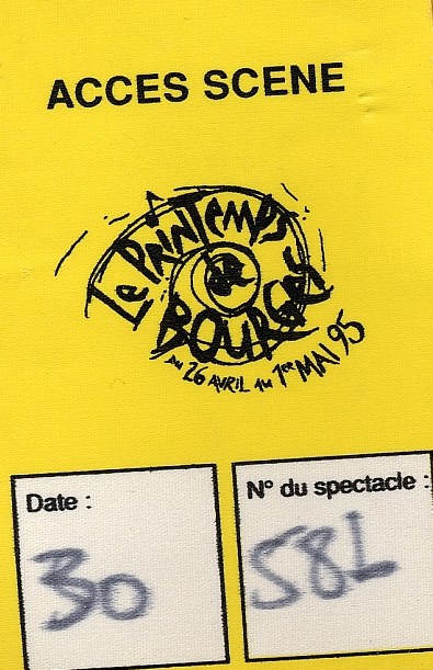 backstage pass april 30 1995 festival Le Printemps de Bourges