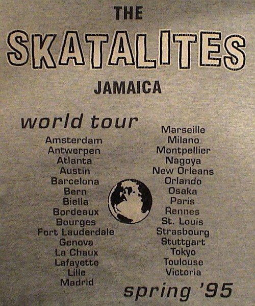 T-Shirt of The Skatalites world tour 1995